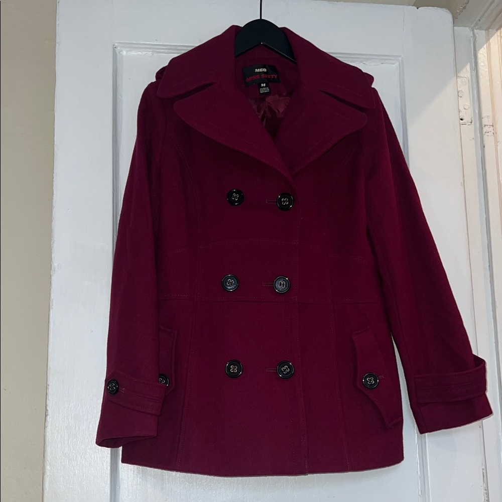 Miss Sixty M60 Fuchsia Wool Blend Y2K Pea Coat Size M
